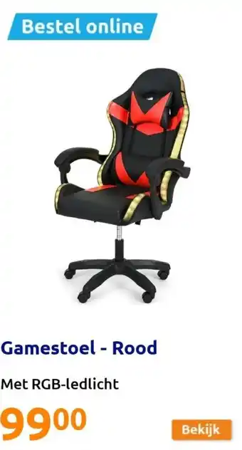 Action Gamestoel - Rood Met RGB-ledlicht aanbieding