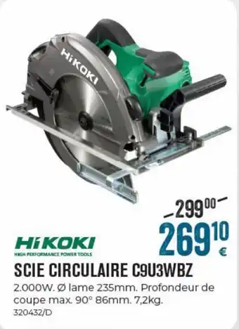 Meno HIKOKI SCIE CIRCULAIRE C9U3WBZ aanbieding