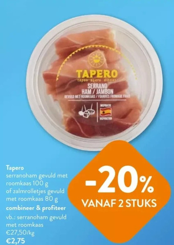OKay Tapero serranoham gevuld met roomkaas 100 g aanbieding