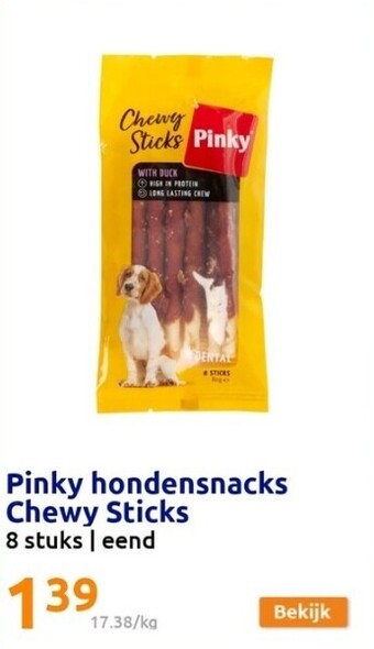 Action Pinky hondensnacks chewy sticks aanbieding