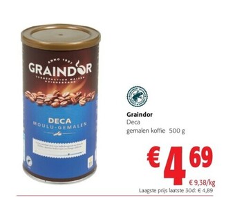 Colruyt Graindor deca gemalen koffie 500 g aanbieding
