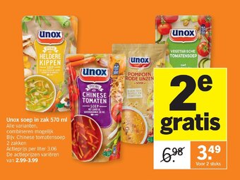 Albert Heijn Unox soep in zak 570ml aanbieding