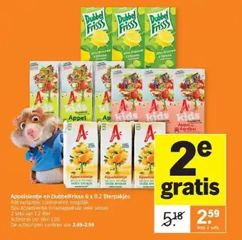 Albert Heijn Appelsientje en DubbelFrisss 6 x 0.2 literpakjes aanbieding