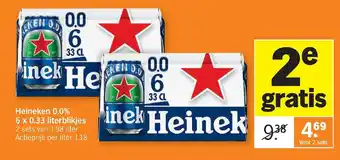 Albert Heijn Heineken 0.0% 6x0.33 literblikjes aanbieding