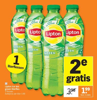 Albert Heijn Lipton Ice Tea Green Literfles aanbieding