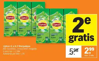 Albert Heijn Lipton 6x0.2 literpakjes aanbieding