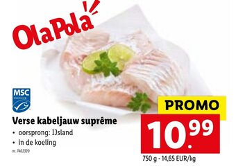 Lidl Verse kabeljauw supreme 750g aanbieding