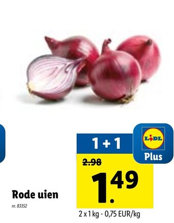 Lidl Rode uien 1kg aanbieding