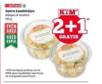 Spar Apero kaasblokjes aanbieding