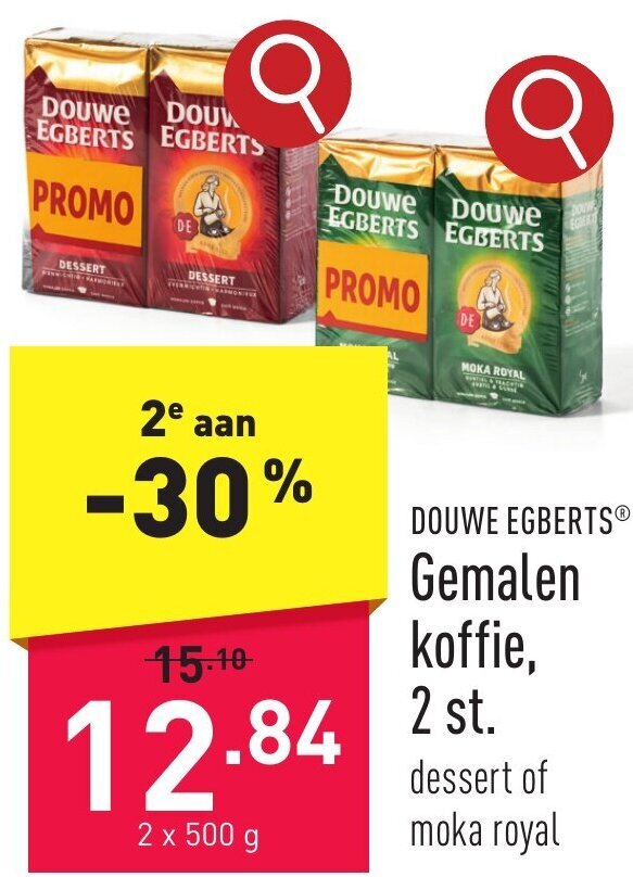 DOUWE EGBERTS® Gemalen koffie, 2 x 500g promotie bij ALDI