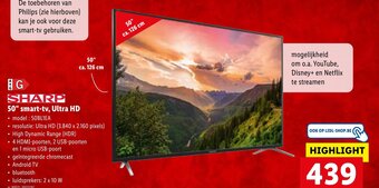 Lidl Sharp 50" smart-tv, Ultra HD 50BL1EA aanbieding