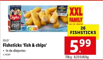 Lidl Fishsticks 'fish & chips' 728g aanbieding