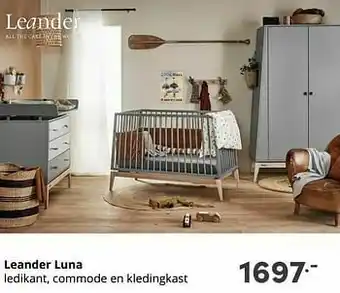 Baby & Tiener Leander luna ledikant, commode en kledingkast aanbieding