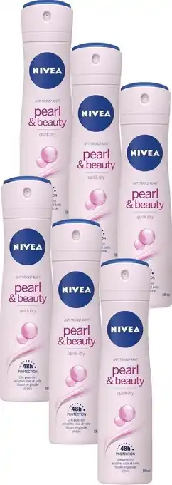 Bol.com Nivea pearl & beauty deodorant spray - 6 x 150 ml - voordeelverpakking aanbieding