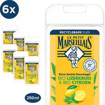 Bol.com Le petit marseillais® extra doux bio ijzerkruid en bio citroen douchegel, 6 x 250 ml aanbieding