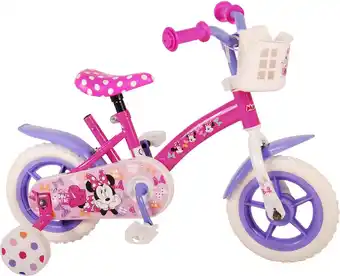 Bol.com Disney minnie cutest ever! kinderfiets - meisjes - 10 inch - roze/wit/paars - doortrapper aanbieding