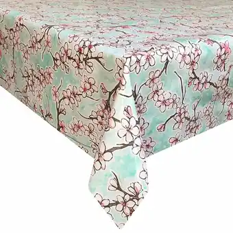 Mexicaans tafelzeil kersenbloesem - rol - 120 cm x 11 m - mintgroen
