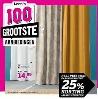 Leen Bakker Gordijnstof jula zand aanbieding