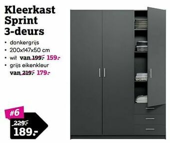 Leen Bakker Kleerkast sprint 3-deurs aanbieding