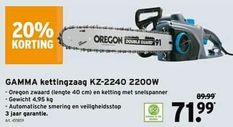 GAMMA Gamma kettingzaag kz-2240 2200w aanbieding