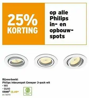 GAMMA Philips inbouwspot enneper wit aanbieding