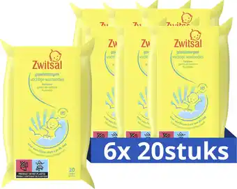 Bol.com Zwitsal goedemorgen vochtige washandjes - 6 x 20 stuks - voordeelverpakking aanbieding