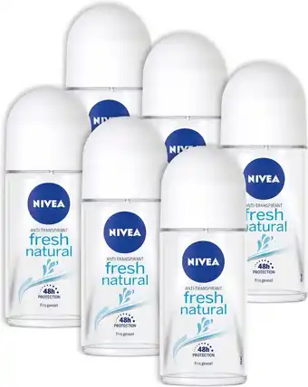 Bol.com Nivea fresh natural deodorant roller - voordeelverpakking - 6 x 50 ml aanbieding