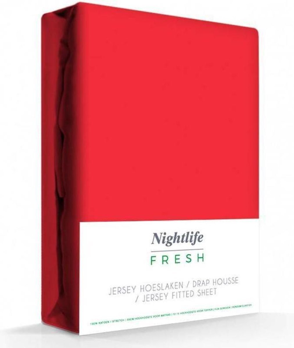 Bol.com Ambianzz bedding - jersey hoeslaken matras - 150 gr/m2 - 100% katoen (stretch) - 160/180x200 + 35 cm - rood aanbieding