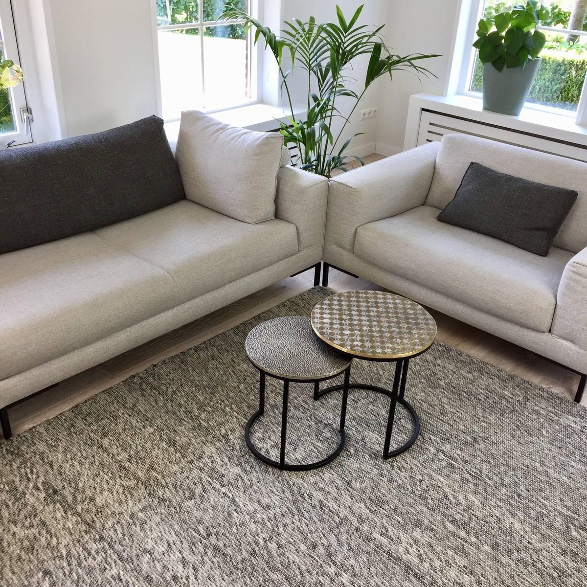 Bol.com Wollen vloerkleed antraciet - cobble stone grijs/antraciet - 160 x 230 cm - (m) aanbieding