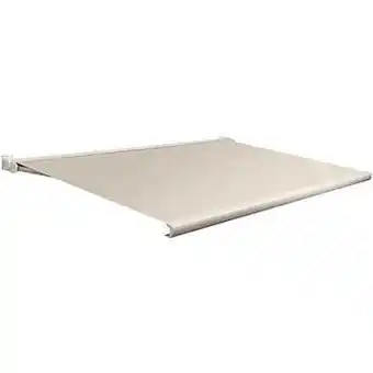 Brico Domasol zonnetent elektrisch met afstandsbediening ’Factor 20-C’ bruin/wit smalle strepen 350 x 300 cm aanbieding