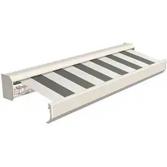 Brico Domasol zonnetent elektrisch met afstandsbediening ’Factor 30-A’ groen/wit brede strepen 500 x 300 cm aanbieding