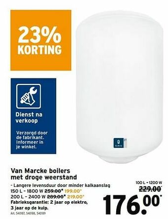GAMMA Van marcke boilers met droge weerstand aanbieding