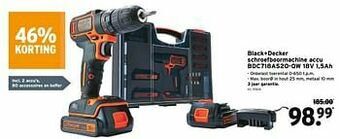 GAMMA Black+decker schroefboormachine accu bdc718as2o-qw 18v 1,5ah aanbieding