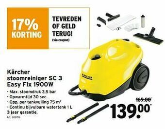 GAMMA Kärcher stoomreiniger sc 3 easy fix 1900w aanbieding