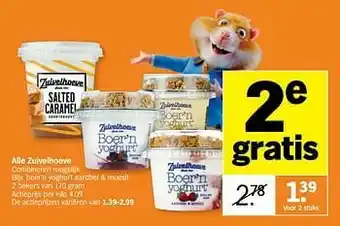 Albert Heijn Boer`n yoghurt aardbei + muesli aanbieding