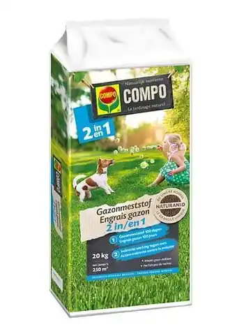 Brico Compo gazonmeststof 2-in-1 (250 m²) 20kg aanbieding