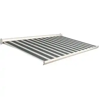 Brico Domasol zonnetent manueel ’Factor 10-C’ groen/wit smalle strepen 400 x 250 cm aanbieding