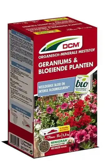 Brico DCM organische meststof Geraniums 1,5kg aanbieding