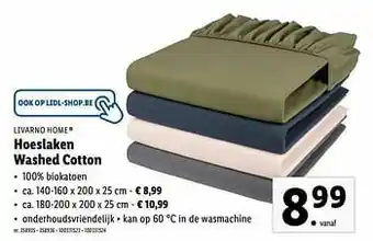 Lidl Hoeslaken washed cotton aanbieding