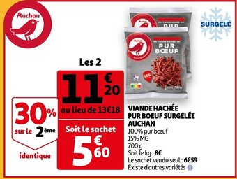 Auchan Viande Hachée Pur Boeuf Surgelée Auchan aanbieding