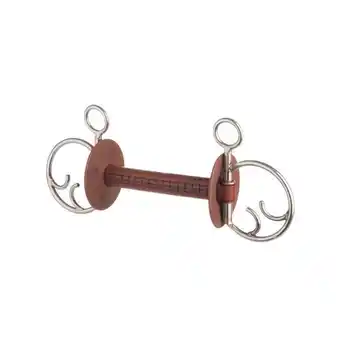 Decathlon Dubbel paardenbit met zacht lederen stang beris aanbieding
