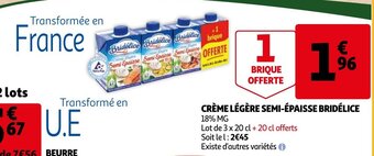 Auchan Créme Légère Semi-Épaisse Bridélice aanbieding