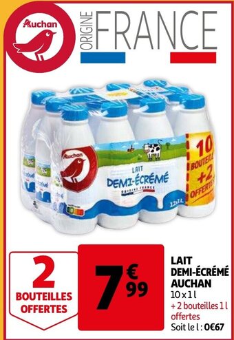 Auchan Lait Demi-Écrémé Auchan aanbieding