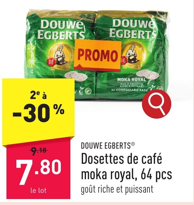 DOUWE EGBERTS® Dosettes de café moka royal, 64 pcs promotie bij ALDI