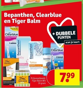 Kruidvat Bepanthen, clearblue en tiger balm aanbieding