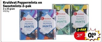 Kruidvat Kruidvat peppermints en sweetmints 2-pak 2 x 25 gram aanbieding
