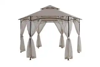 Makro Tarrington House Partytent Gazebo dubbel dak 3,9 x 3,9 m beige aanbieding