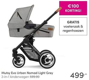 Baby & Tiener Mutsy evo urban nomad light grey 2-in-1 kinderwagen aanbieding
