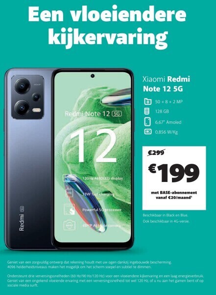 Base Xiaomi redmi note 12 5g aanbieding