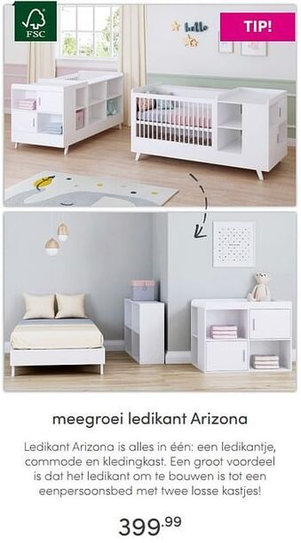 Baby & Tiener Meegroei ledikant arizona aanbieding